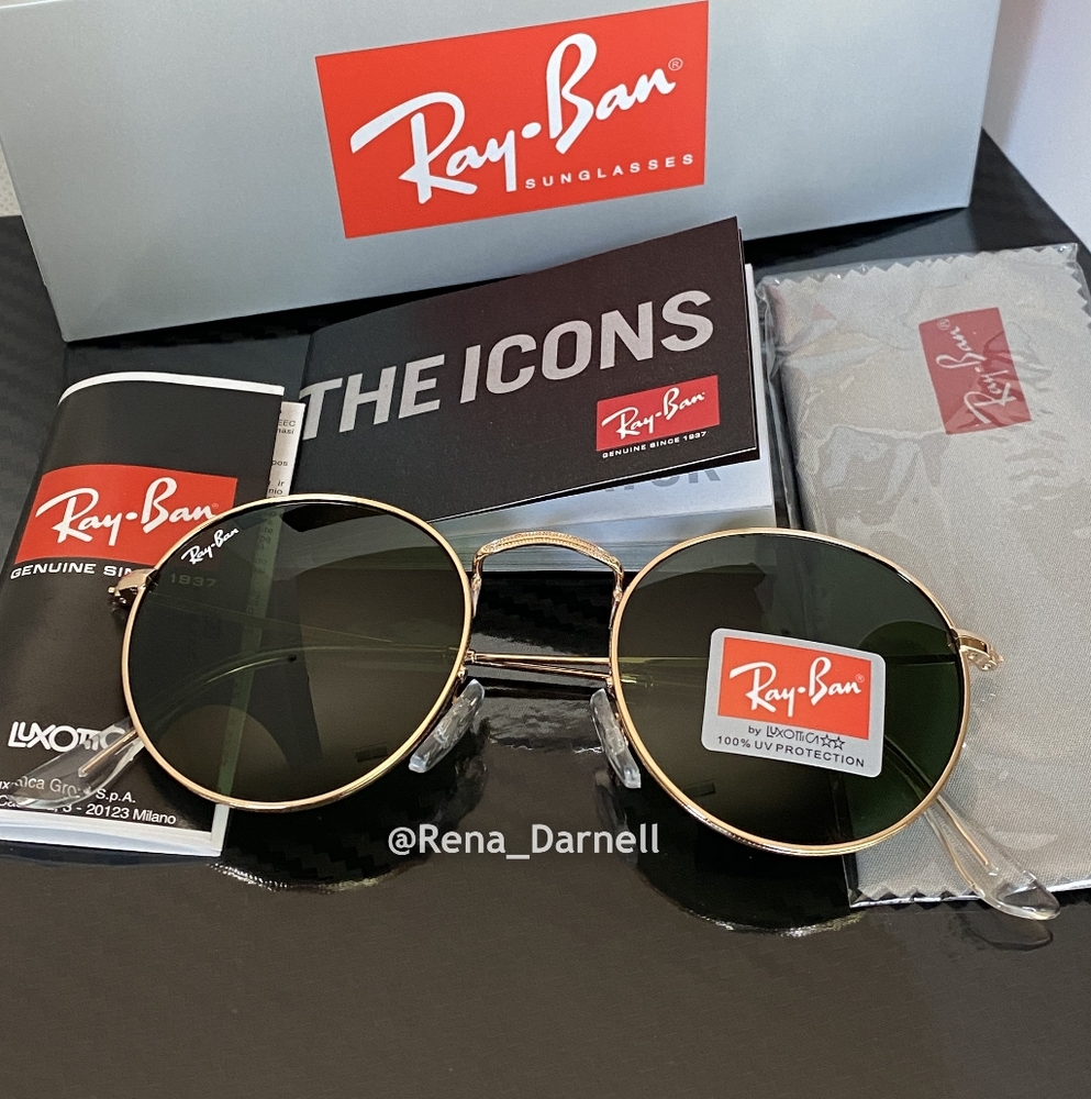 RayBan Round Metal RB3447 Green Lens New - Picture 3 of 14